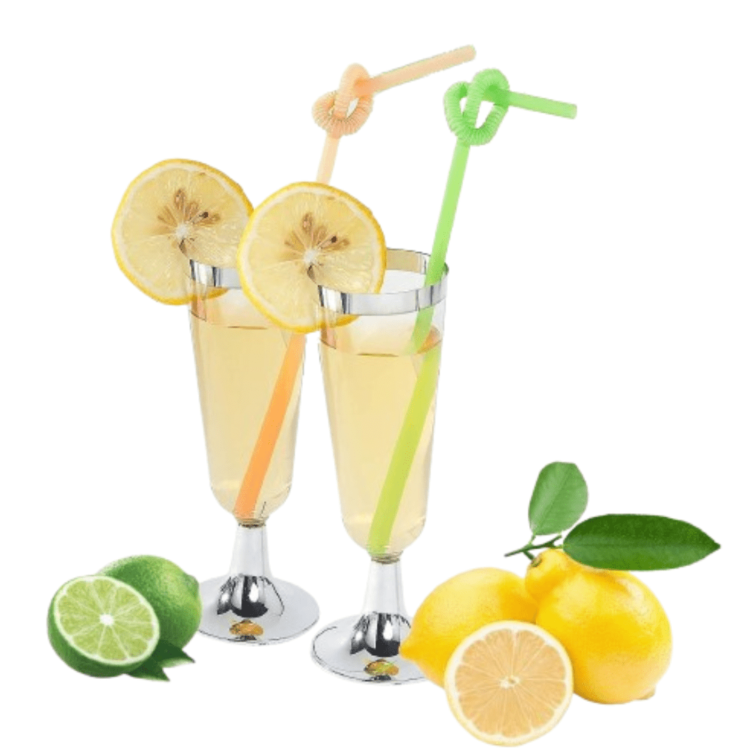 4.5oz Champagne Flutes With Gold Rim Plastic Disposable