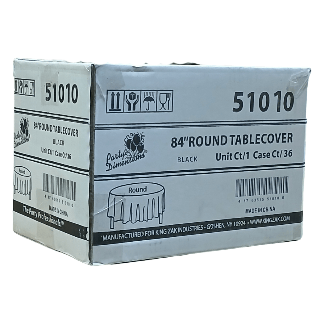 *WHOLESALE* 84'' Round Black Table Cloth Plastic Disposable 36/Case