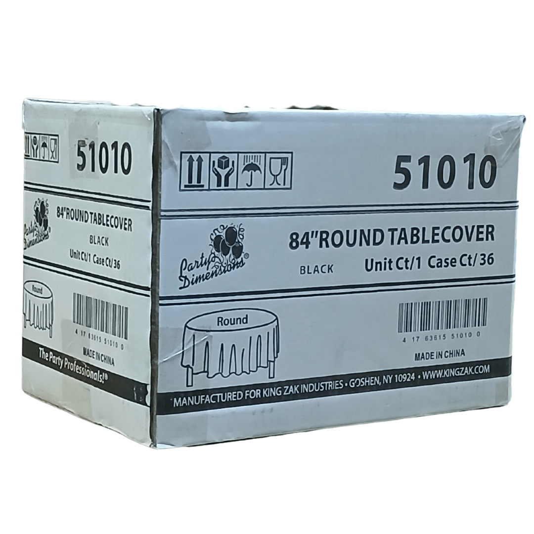 *WHOLESALE* 84'' Round Black Table Cloth Plastic Disposable 36/Case