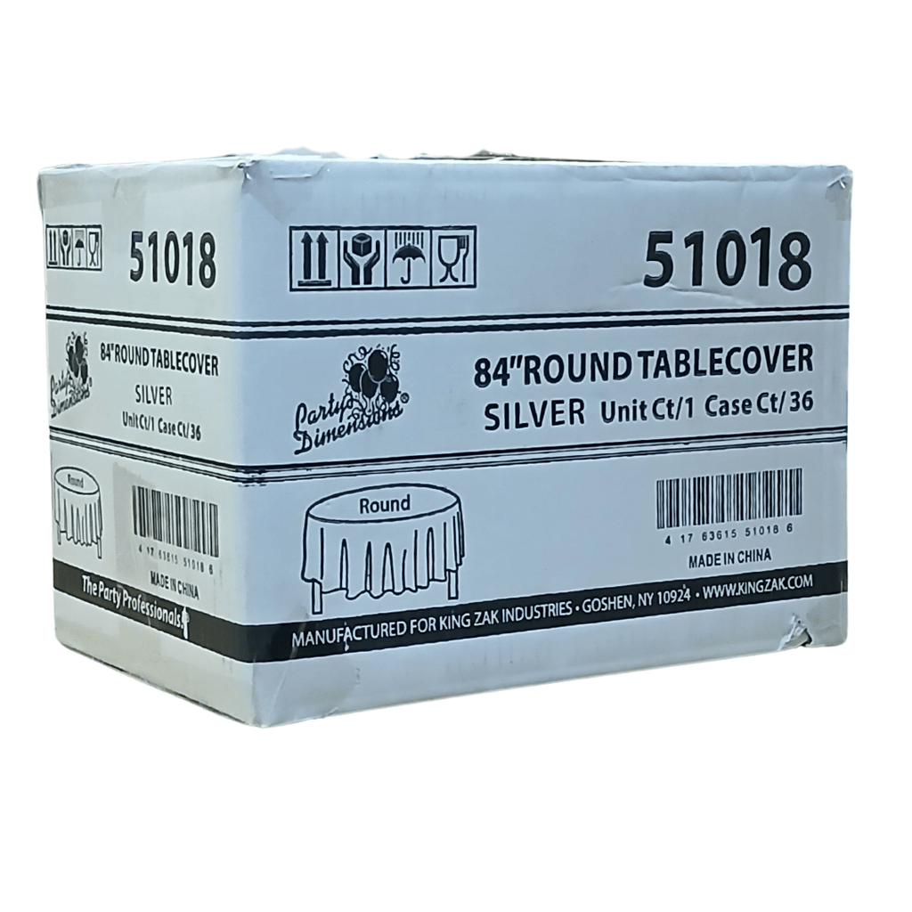 *WHOLESALE* 84'' Round Silver Table Cloth Plastic Disposable 36/Case