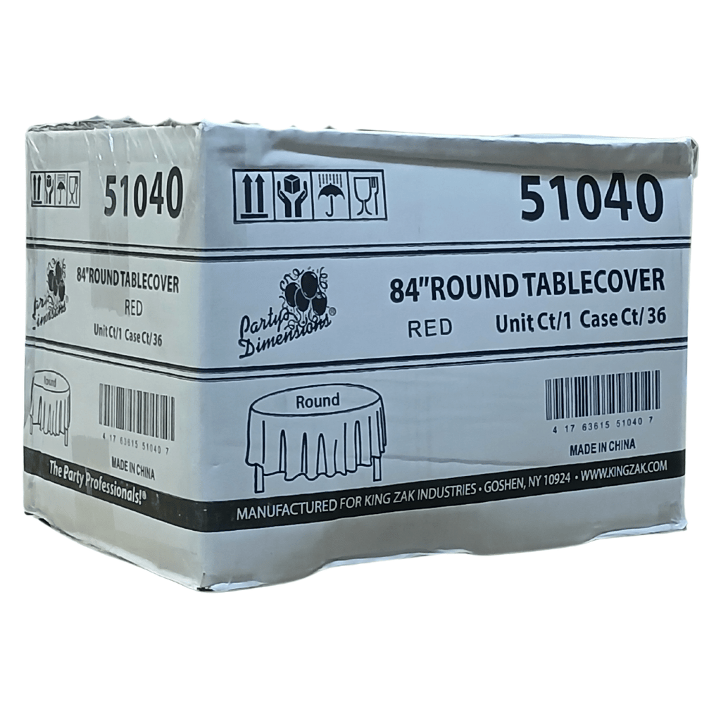 *WHOLESALE* 84'' Round Red Table Cloth Plastic Disposable 36/Case