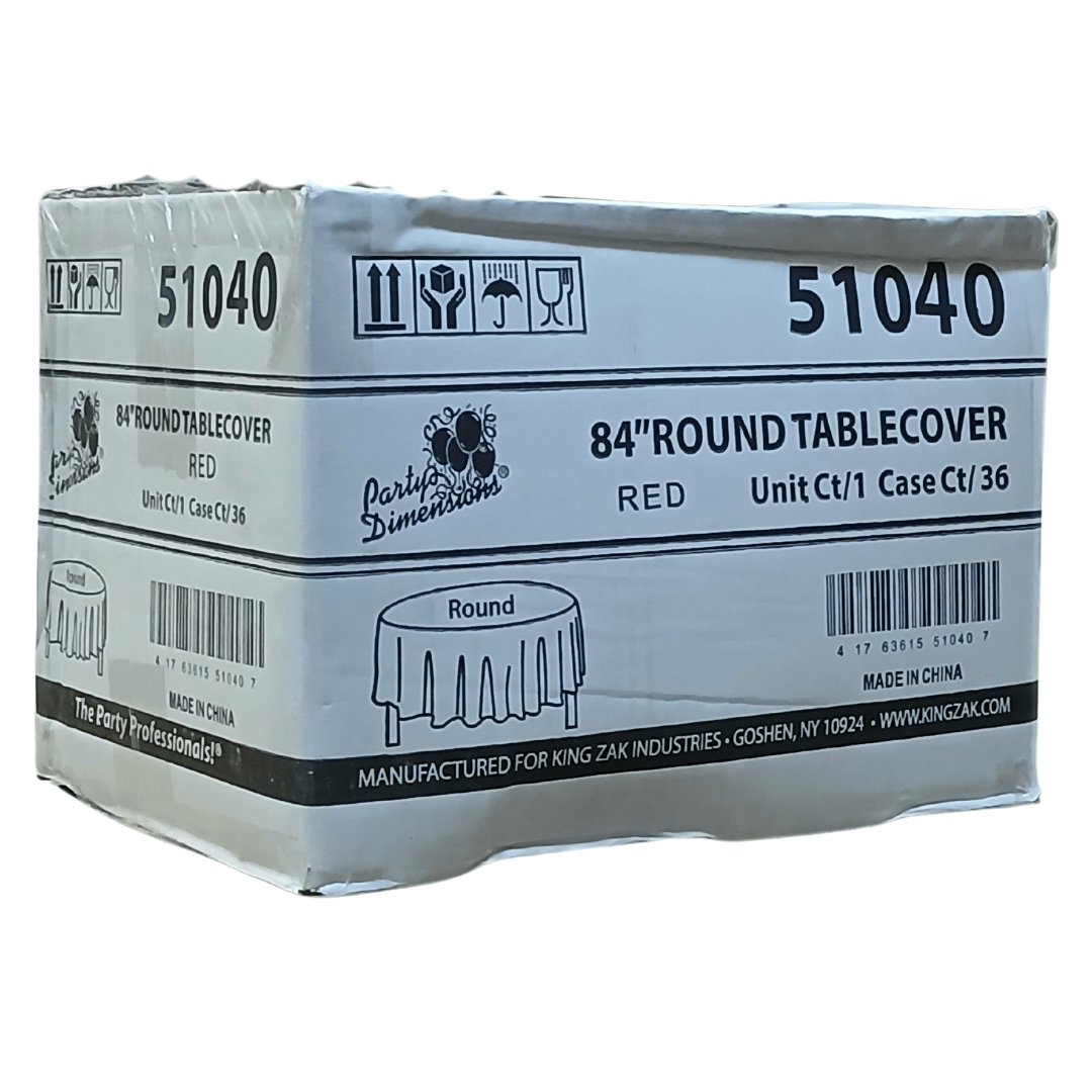 *WHOLESALE* 84'' Round Red Table Cloth Plastic Disposable 36/Case