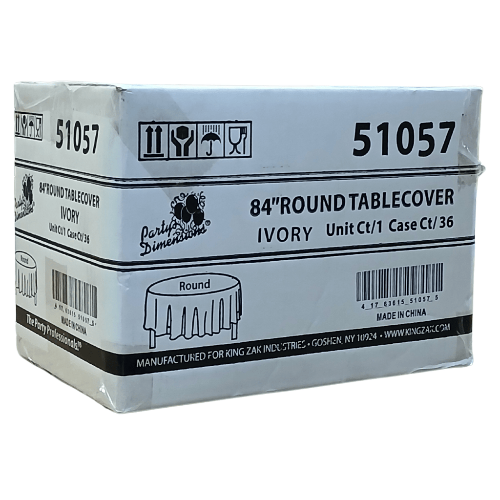 *WHOLESALE* 84'': Round Ivory Table Cloth Plastic Disposable 36/Case