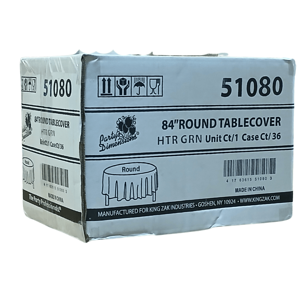 *WHOLESALE* 84'' Round Hunter Green Table Cloth Plastic Disposable 36/Case