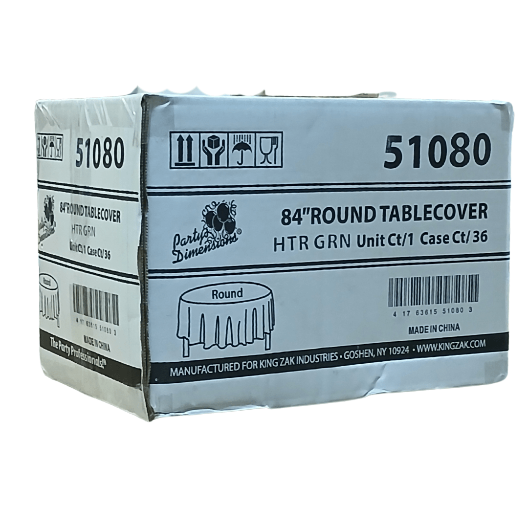 *WHOLESALE* 84'' Round Hunter Green Table Cloth Plastic Disposable 36/Case