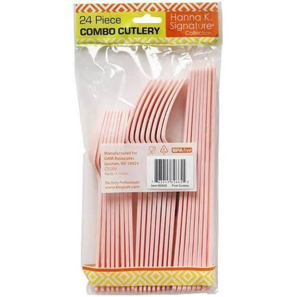 Cutlery Light Pink Combo Heavy Platic  24 count