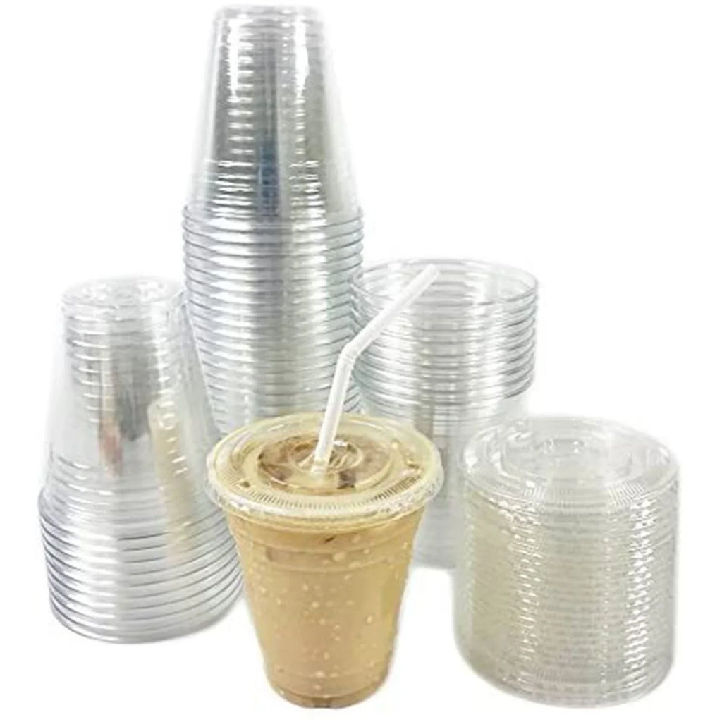 *WHOLESALE* PET Flat Lids with Straw Slot for 12, 16, 20 & 24 oz 1000/Case