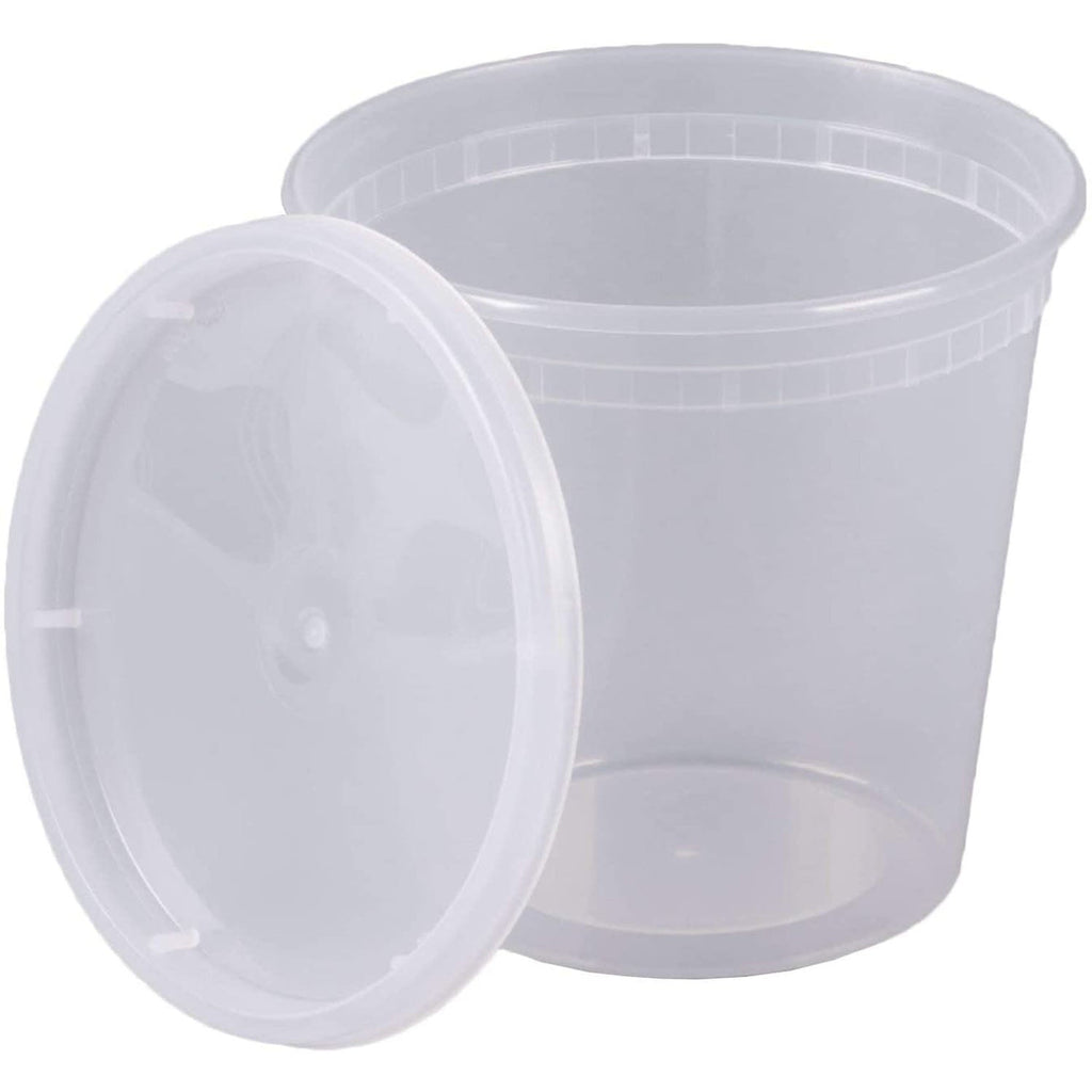24oz Round Container with Lid Extra Strong Quality Plastic