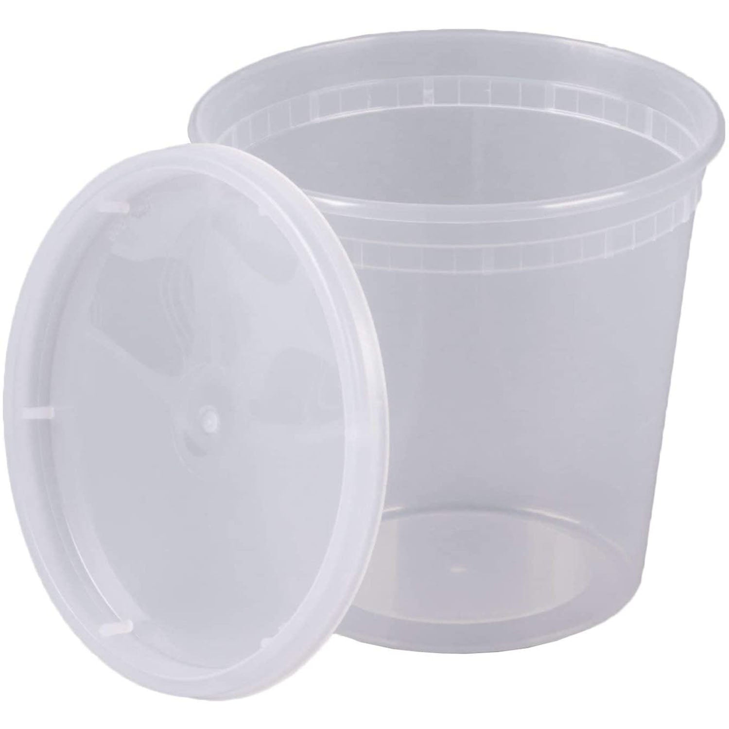 24oz Round Container with Lid Extra Strong Quality Plastic