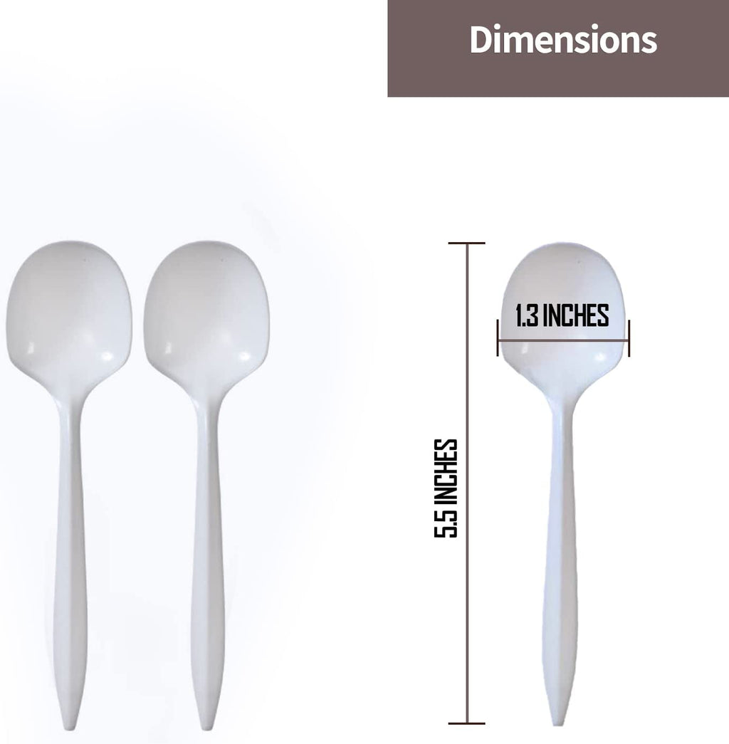 *BUY BULK* Soup Spoons Plastic White Medium Weight Disposable