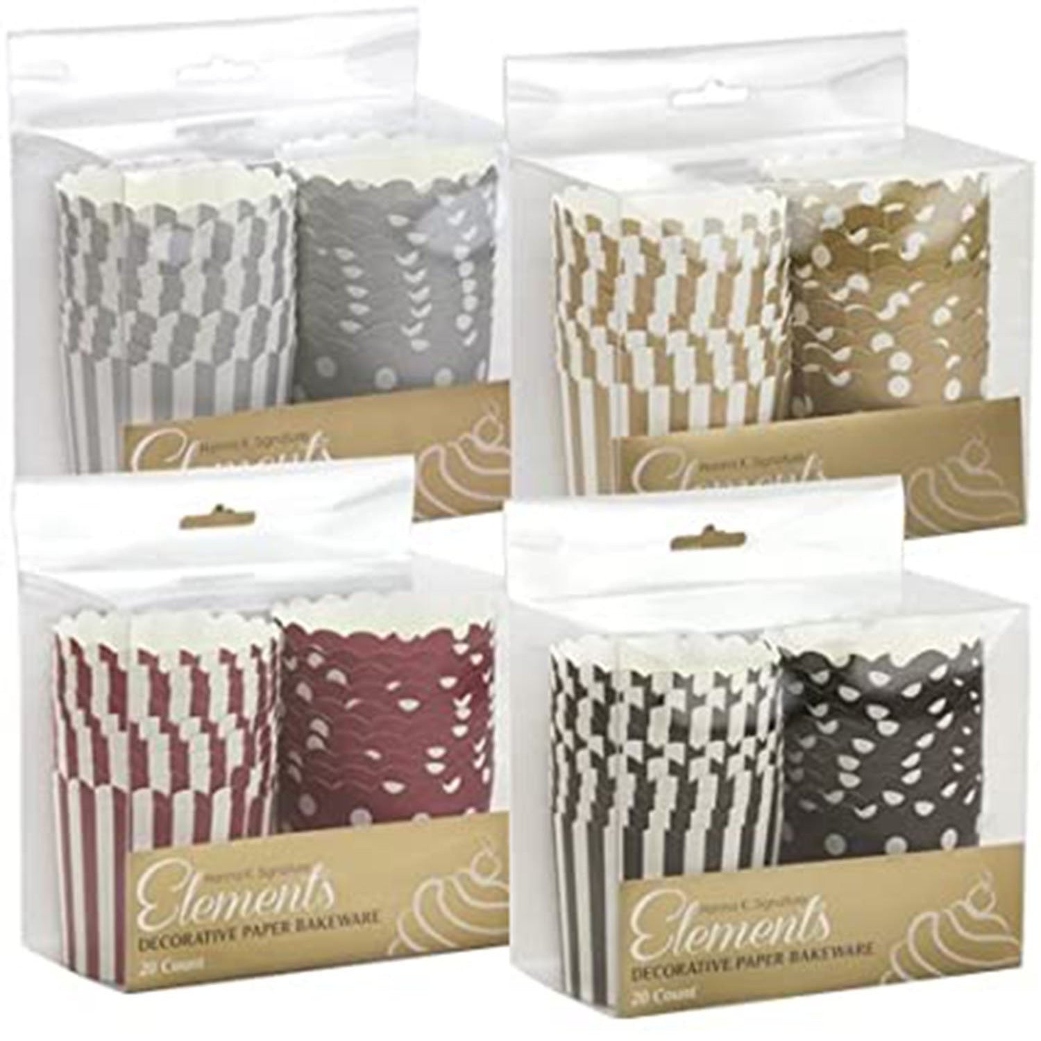 2.25" x 2" Paper Assorted Baking Cups  20 Pack