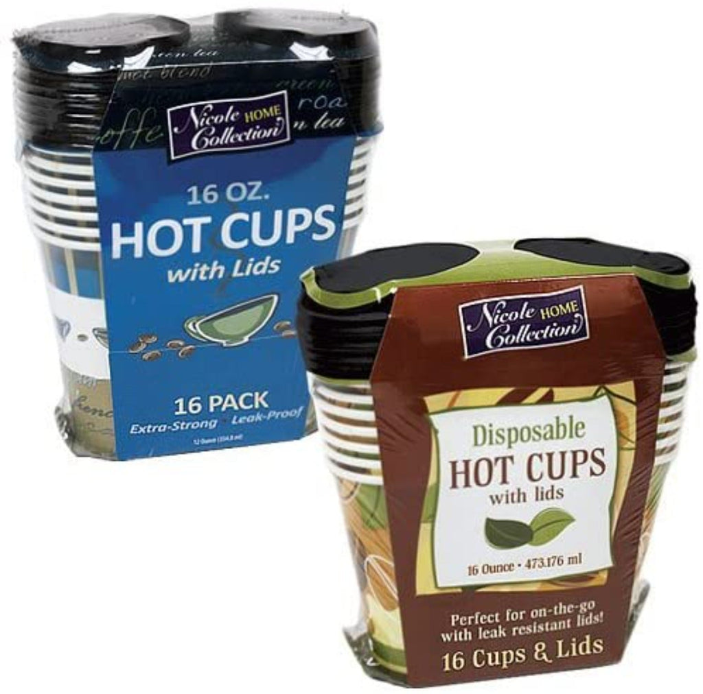 *WHOLESALE* 16oz Disposable Coffee Bean Pattern Paper Hot/Cold Cups  960/Case