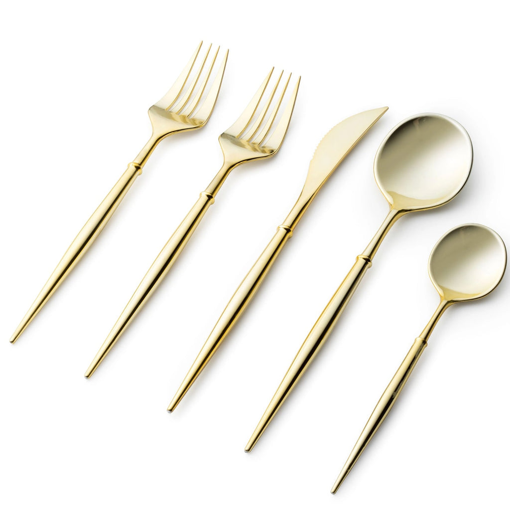 Noble Plastic Shiny Gold  Cutlery Set 40 pack