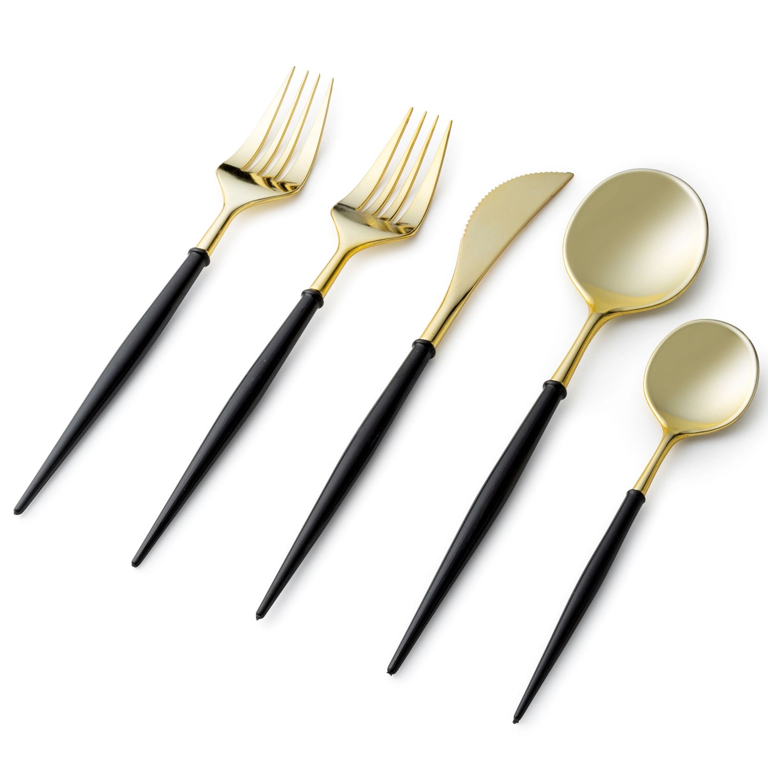 Noble Gold Top/Black Bottom Plastic  Cutlery Set 40 Pack