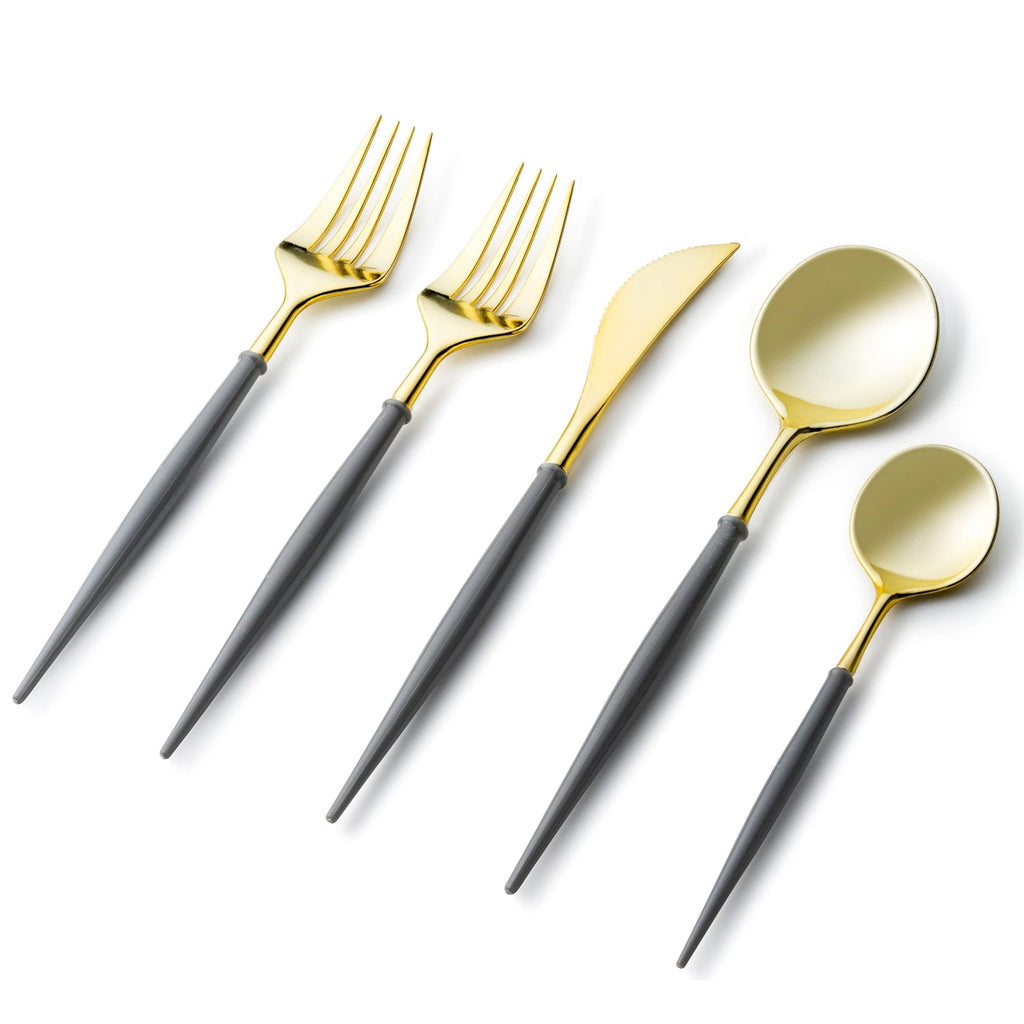 Noble Gold Top/Grey Bottom Plastic  Cutlery Set 40 Pack