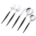 Noble Plastic Shiny Silver Top/Black Bottom Cutlery Set 40Pack