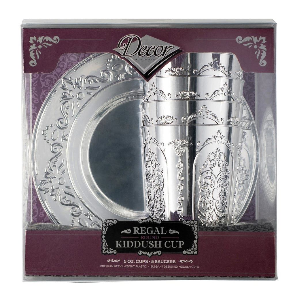 5oz Plastic Wine Kiddush Cup with Trays Regal Round 5pc set