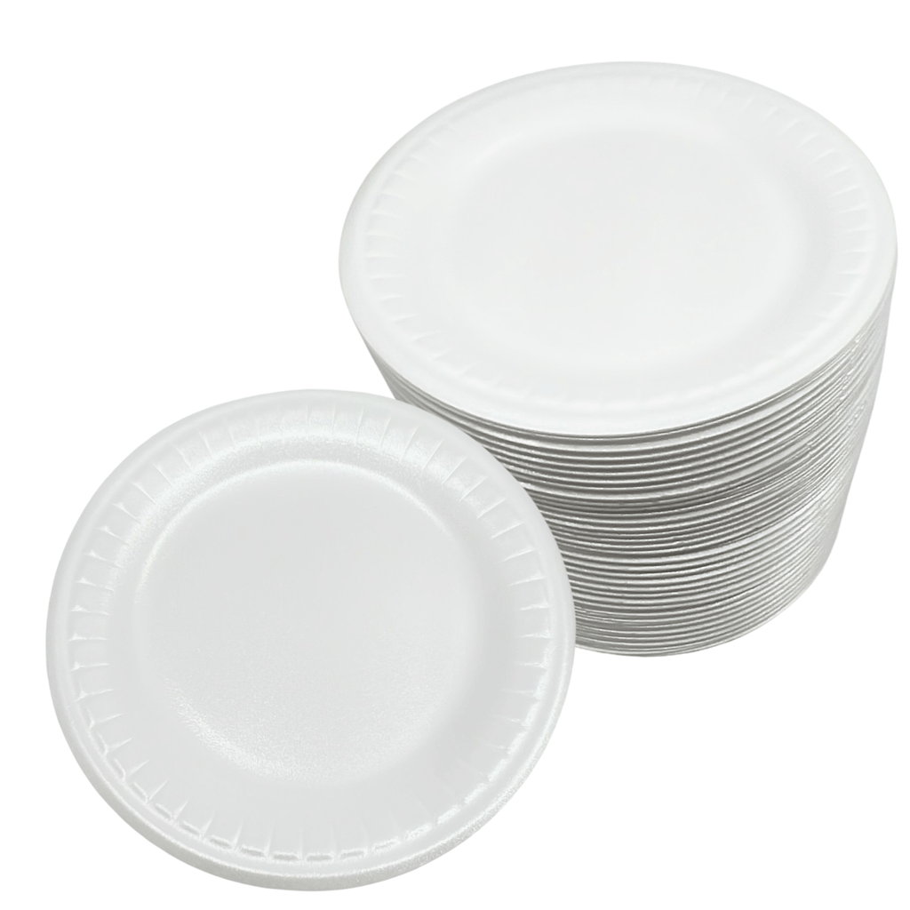 8 7/8" Foam Plates White, Microwavable, Lightweight & Sturdy
