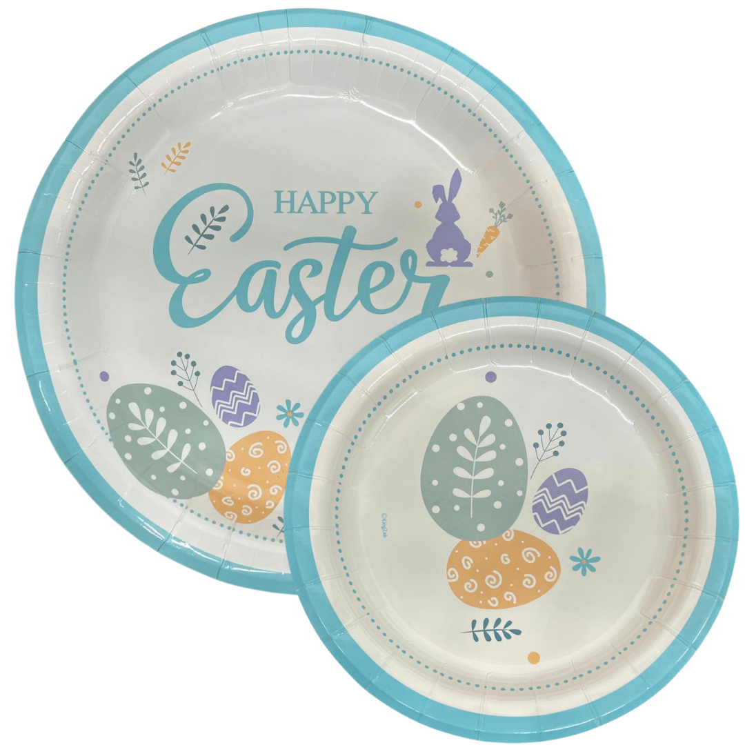 7" Round Easter Plates 8 Pack | Pack of 16