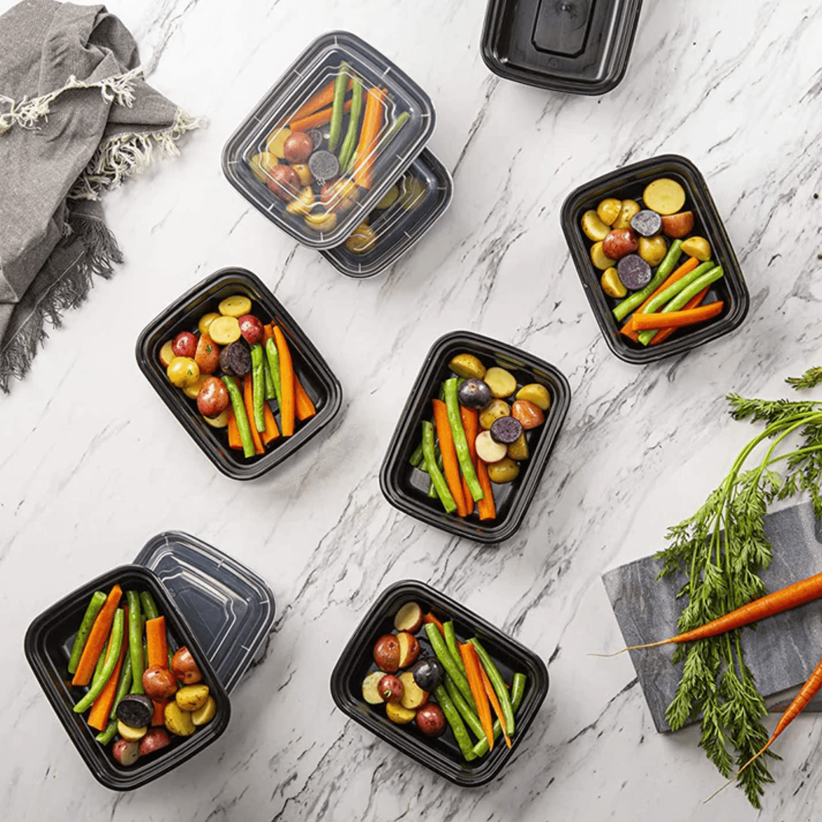 *BUY BULK* 16oz Rectangular Meal Prep / Bento Box Containers with Lids Plastic