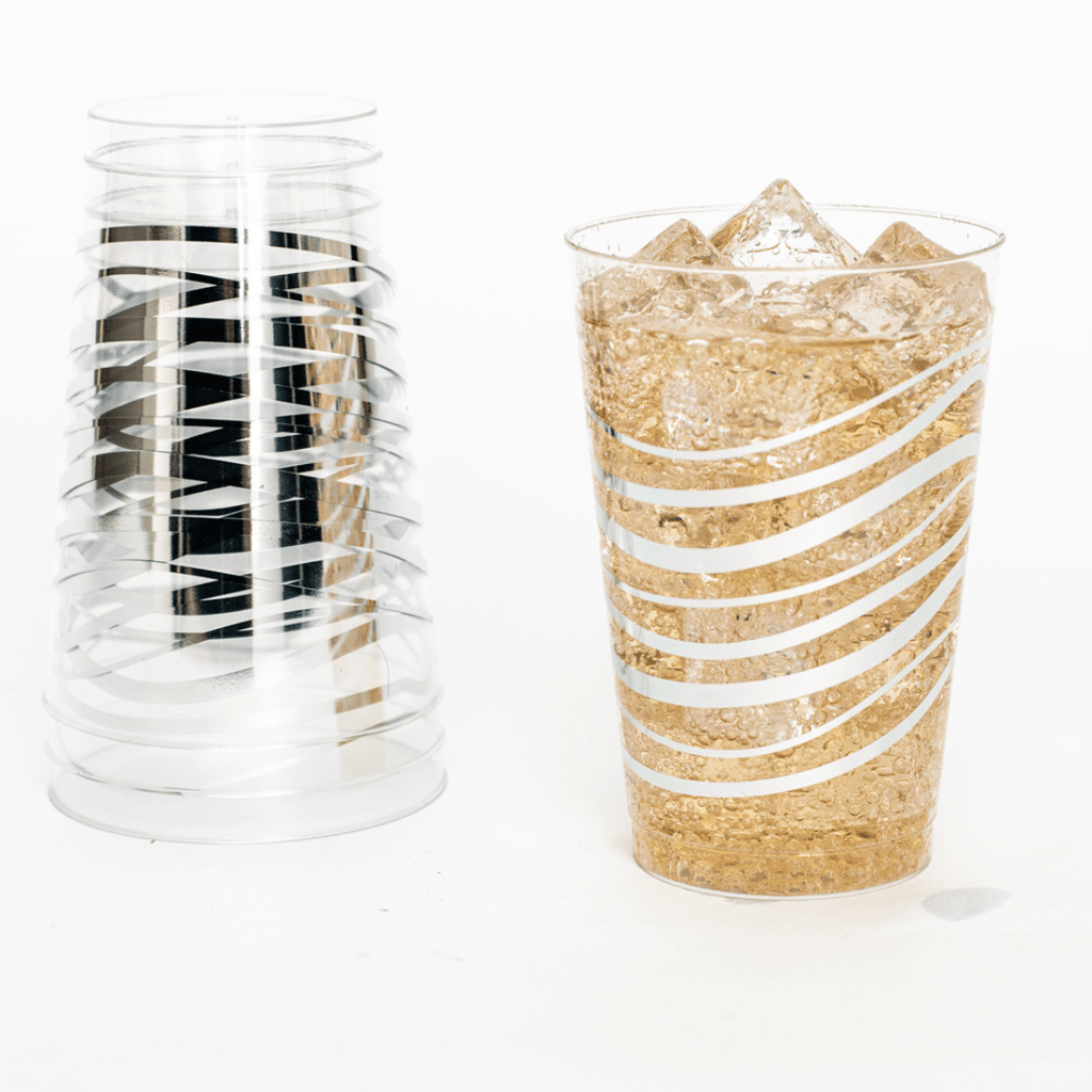 12oz Hard Plastic Ripple Transparent Silver Cups