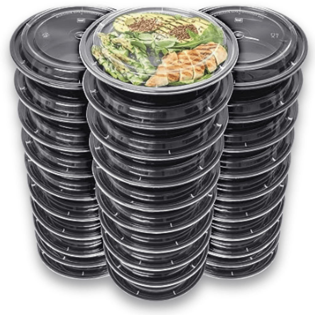 *BUY BULK* 16oz Meal Prep/Round Bento Box Plastic Disposable Container with Clear Lid