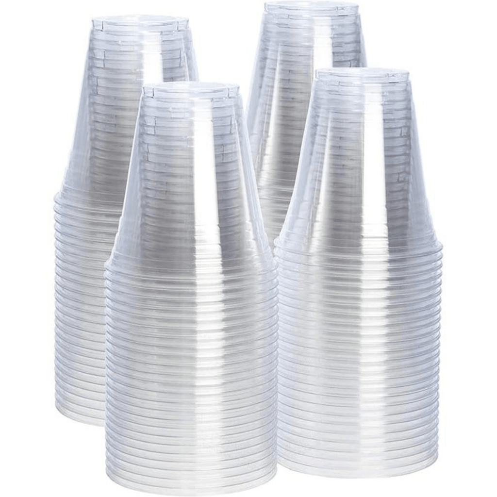 12oz Plastic Clear PET Cups With Flat Lid & Straw, for All Kinds of Beverages