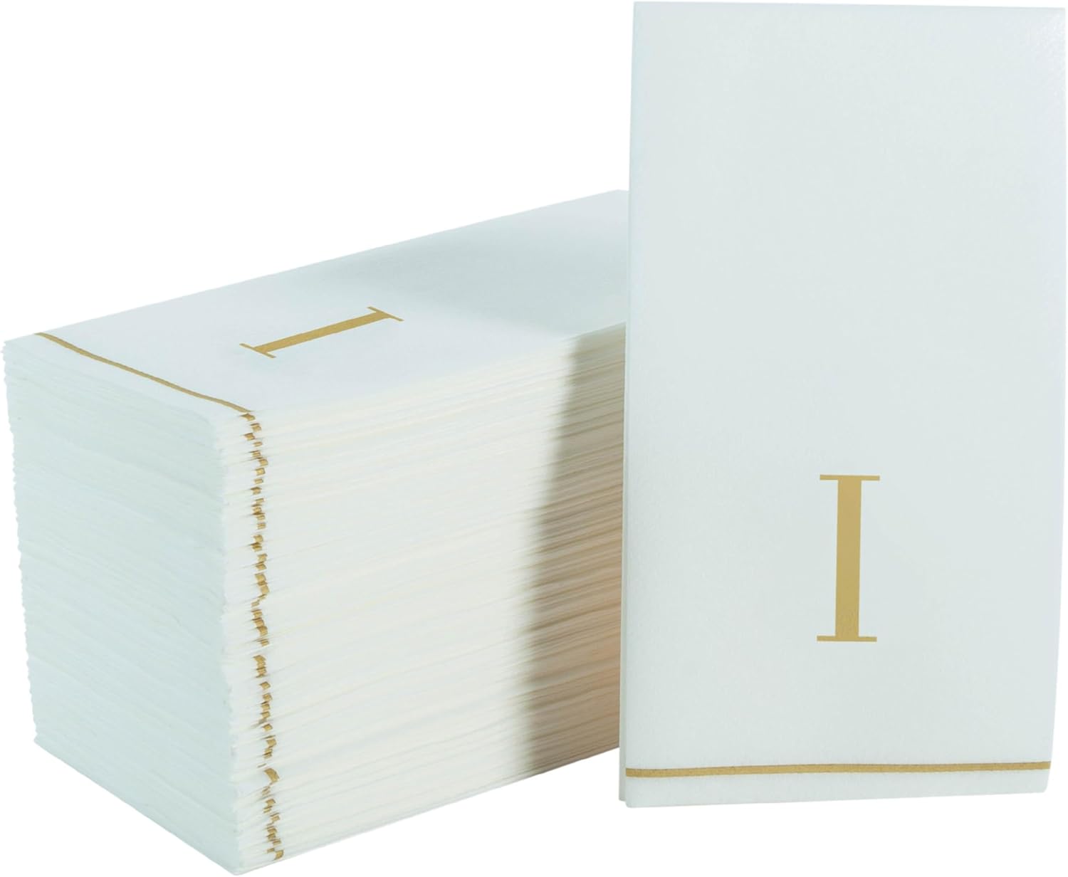 Letter I Gold Monogram Paper Dinner Napkins  14 Pack