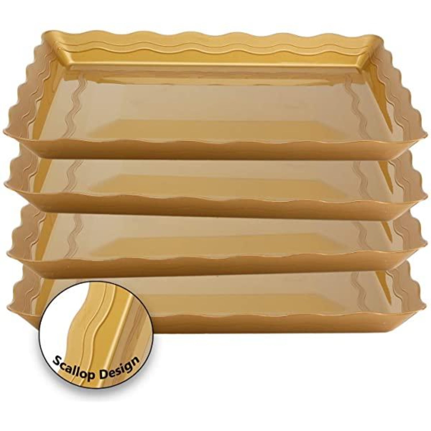 12" x 18" Gold Rectangular Serving Tray Plastic
