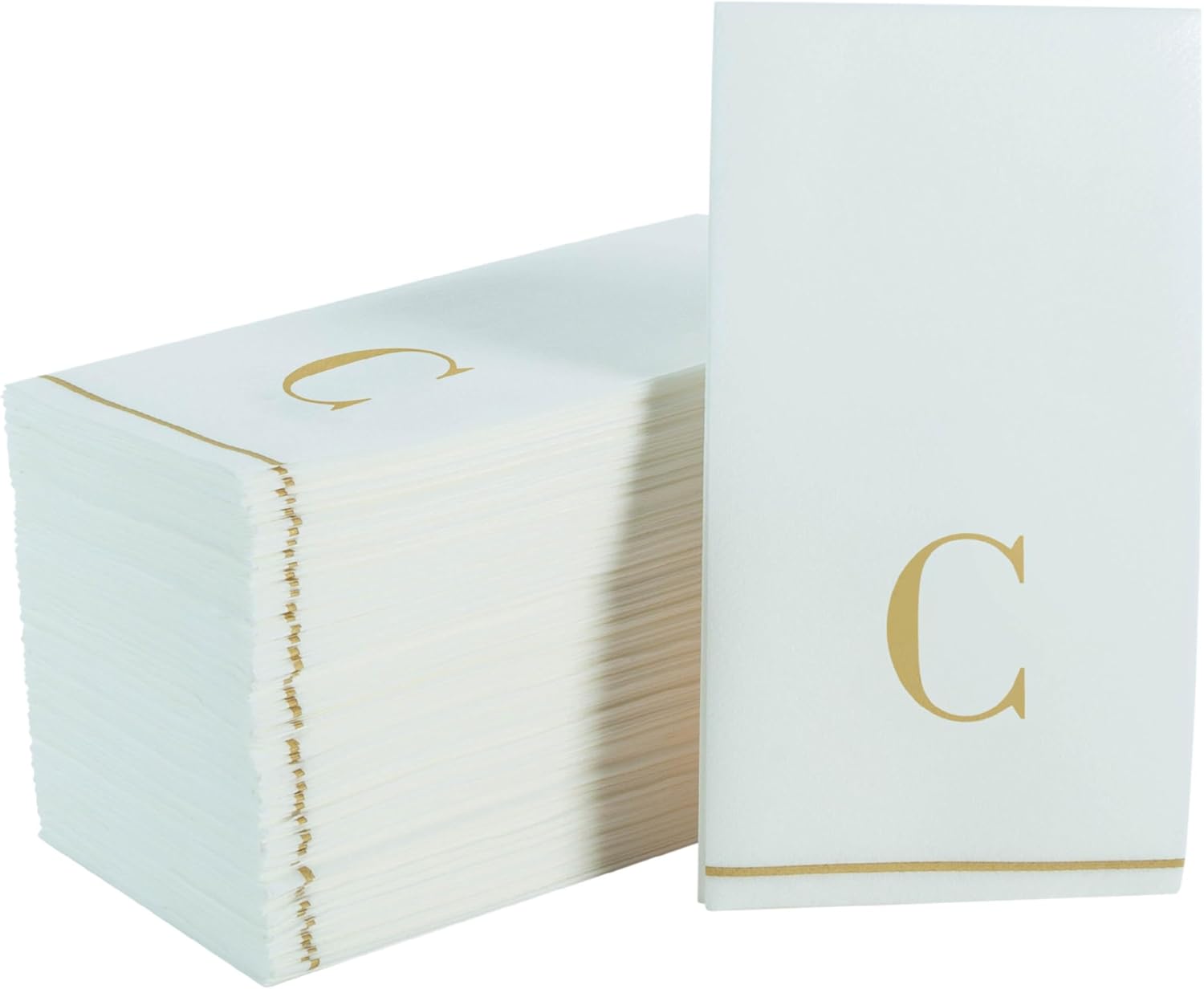 Letter C Gold Monogram Paper Dinner Napkins  14 Pack