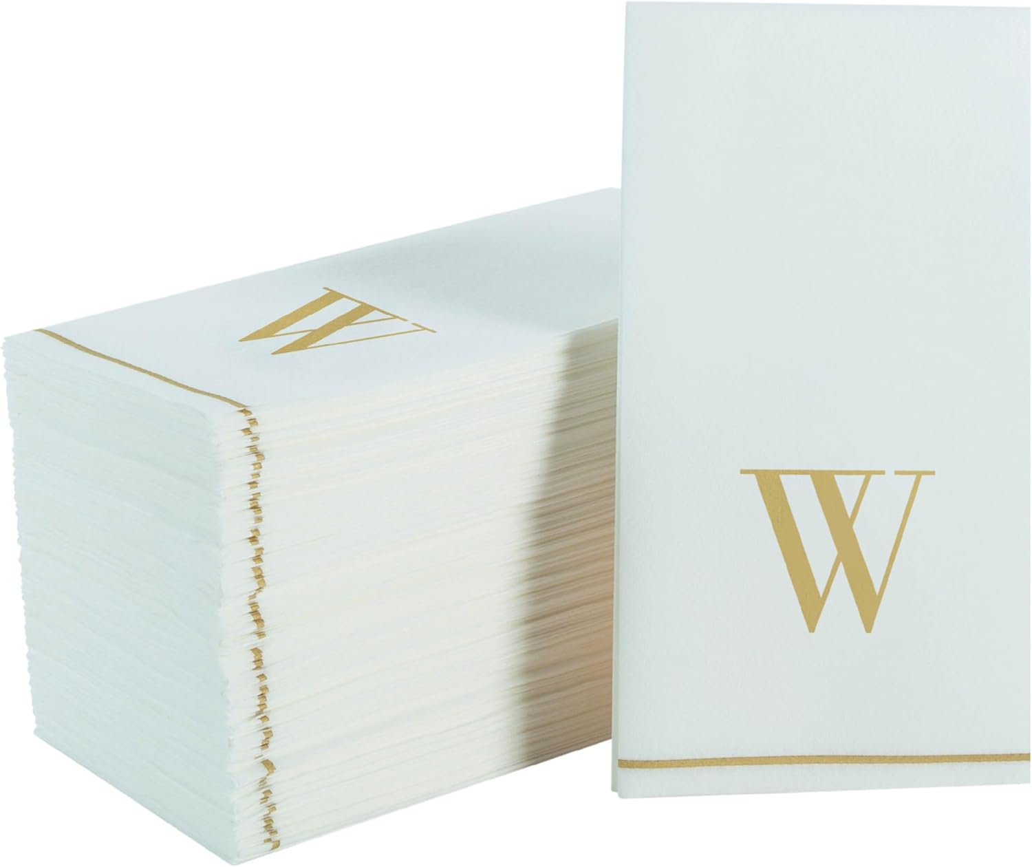 Letter W Gold Monogram Paper  Dinner Napkins  14 Pack