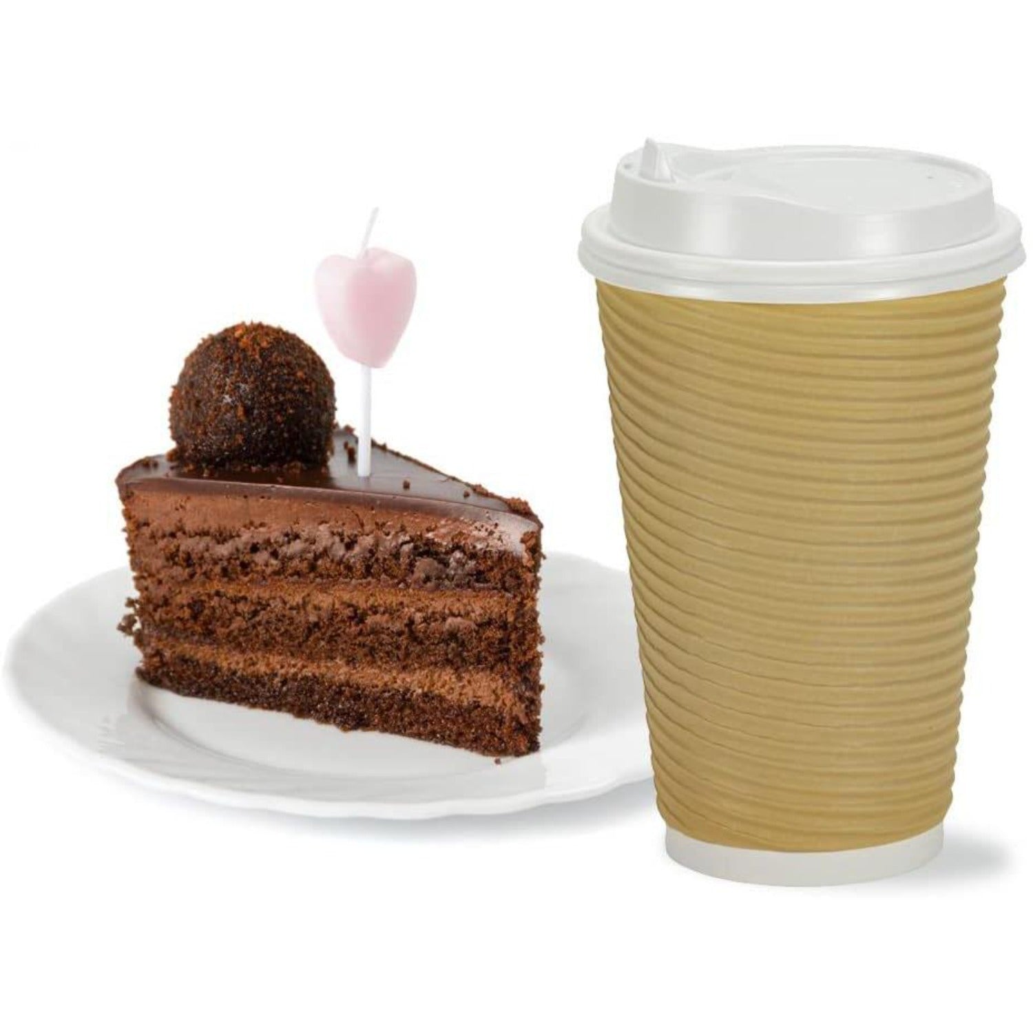 12 oz Paper Cup Tan Hot Cold with lid