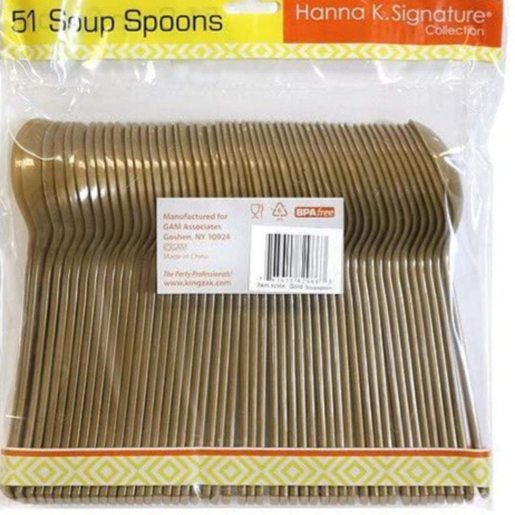 *WHOLESALE* Heavyweight Plastic Soupspoon Gold 1224/case