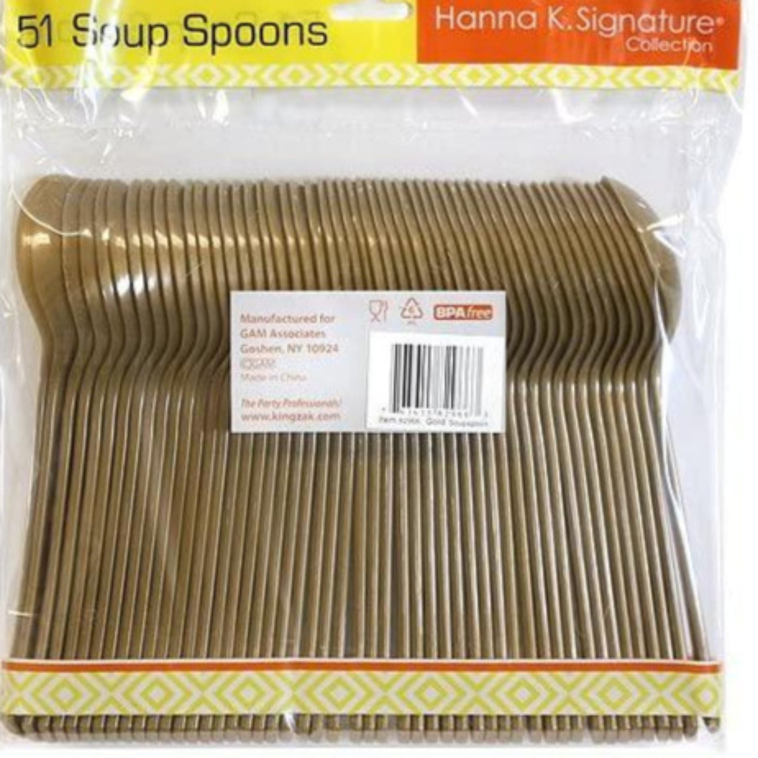 *WHOLESALE* Heavyweight Plastic Soupspoon Gold 1224/case
