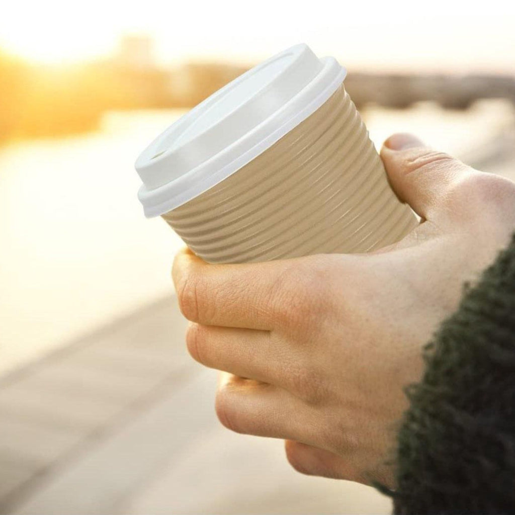 12 oz Paper Cup Tan Hot Cold with lid