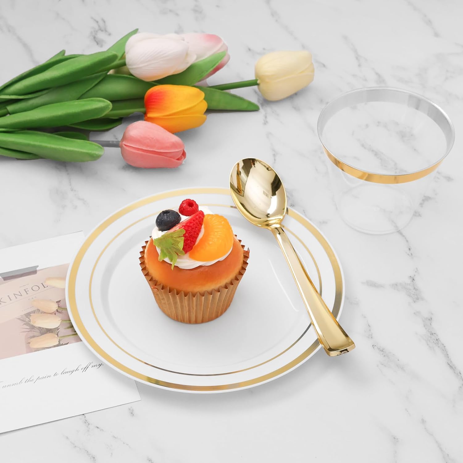 Spoons Gold Cutlery Heavyweight Disposable Plastic