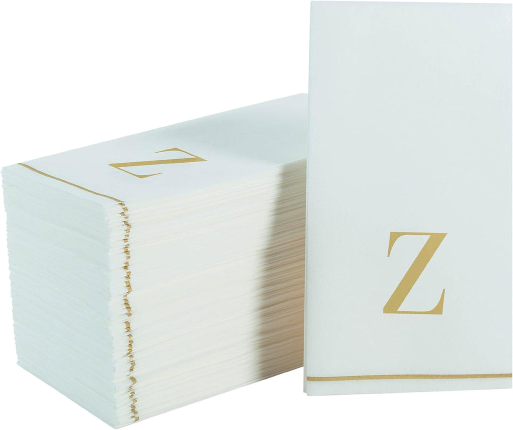 Letter Z Gold Monogram Paper Dinner Napkins 14 Pack