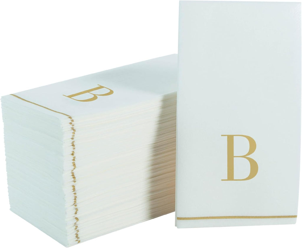 Letter B Gold Monogram Paper Dinner Napkins 14 Pack