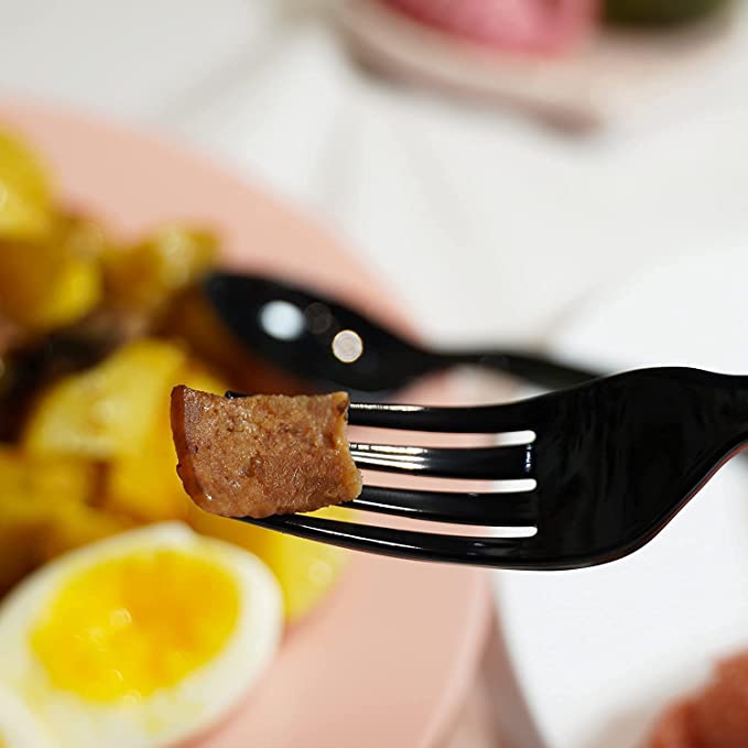*WHOLESALE* Black Fork Wrapped Heavy Weight Plastic Disposable 1000/Case