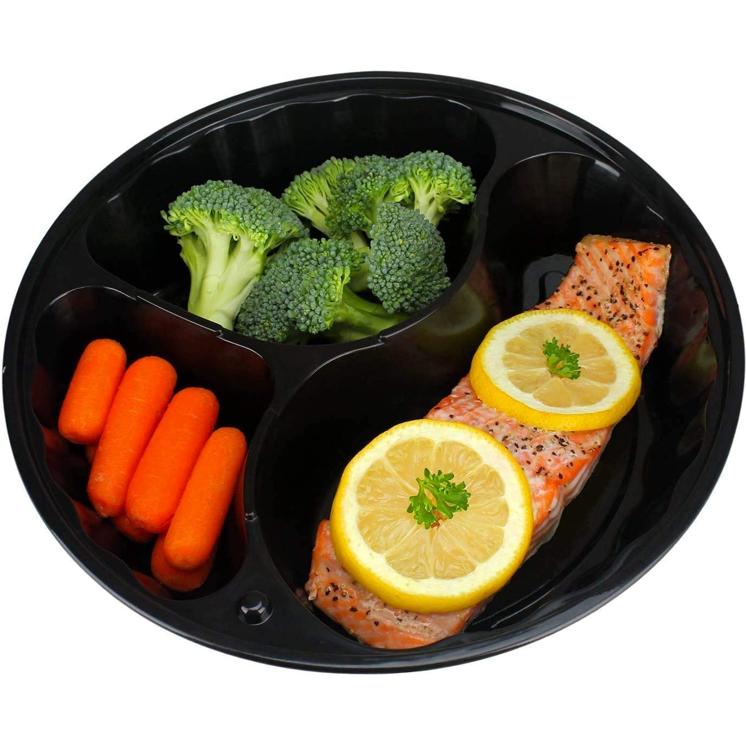 *WHOLESALE* 48oz 3 Compartment Disposable Plastic Containers w/clear lid 150/Case