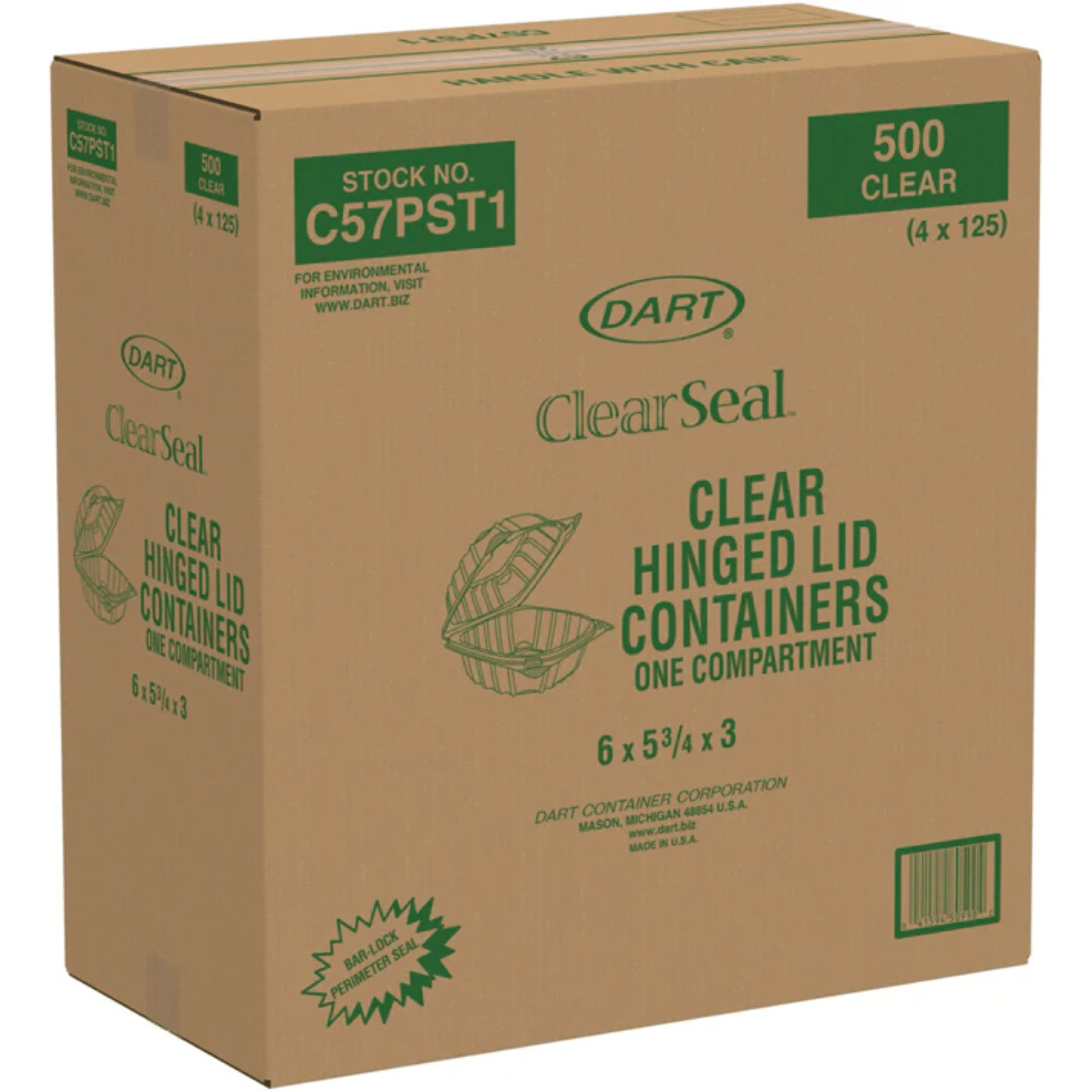 6" Clear Seal Hinged Lid Plastic Container #C57PST1  DART