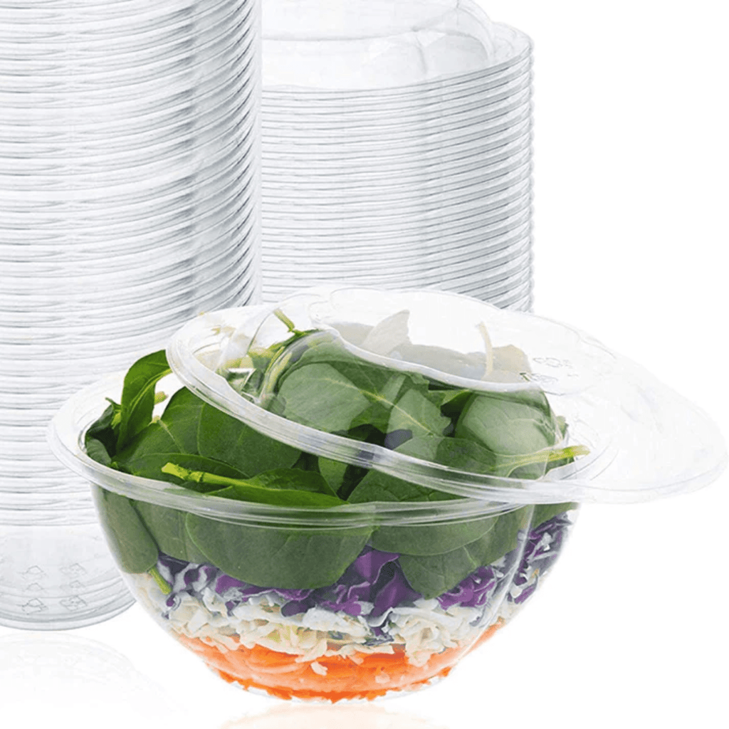 32oz  Rose Salad Bowls To-Go Containers with Airtight Lids Disposable plastic