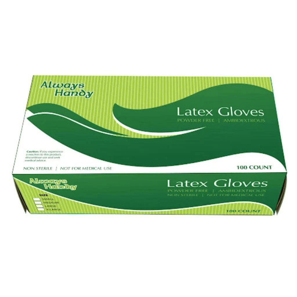 Small Always Handy Latex Gloves - Powder-Free, Ambidextrous