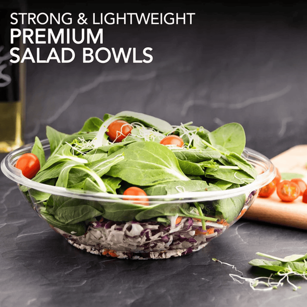 64oz Rose Salad Bowls To-Go Containers with Airtight Lids Plastic Disposable