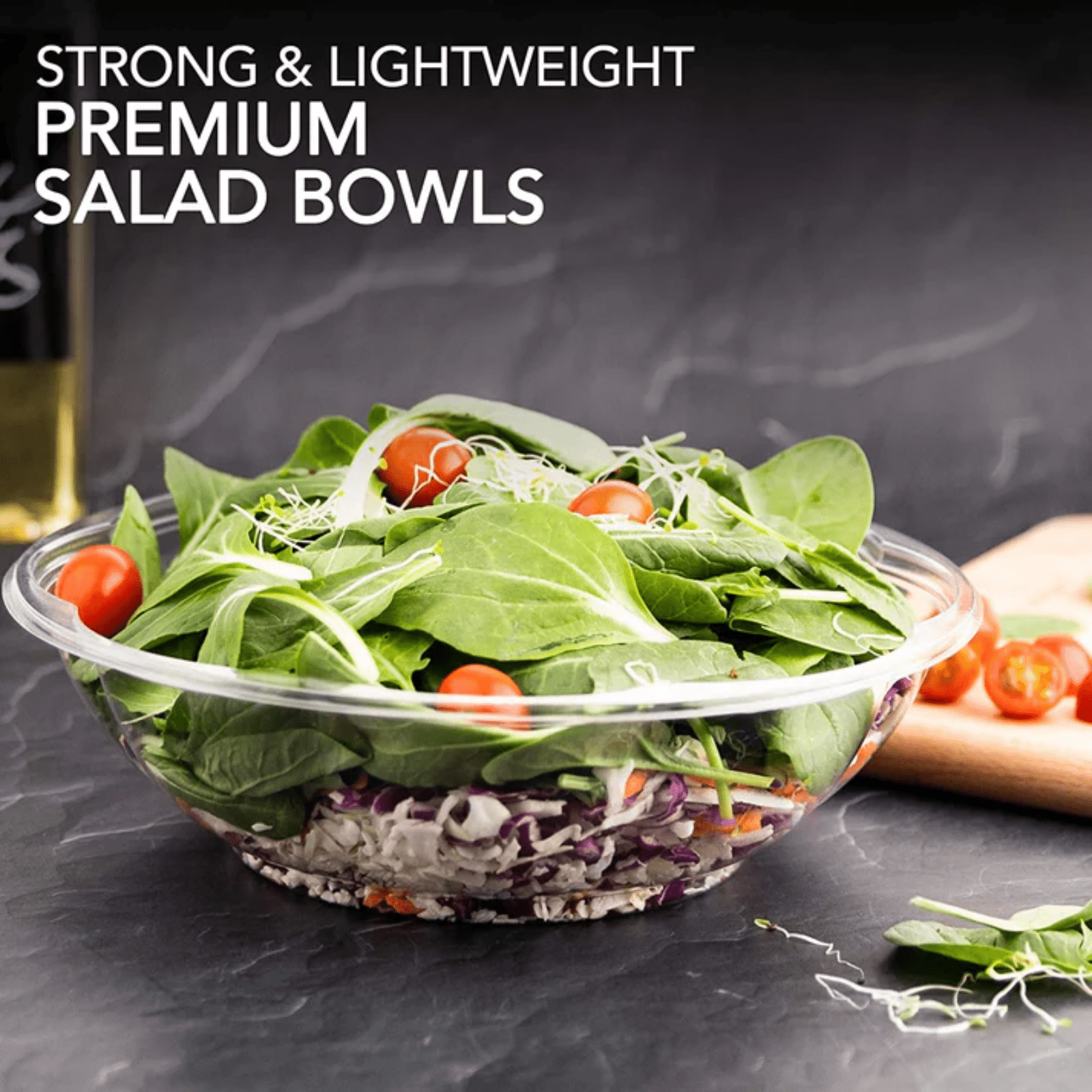 64oz Rose Salad Bowls To-Go Containers with Airtight Lids Plastic Disposable