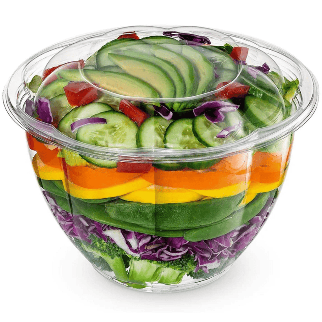 *WHOLESALE* 48oz. Rose Salad Bowl Plastic Disposable Containers with lids 150/case