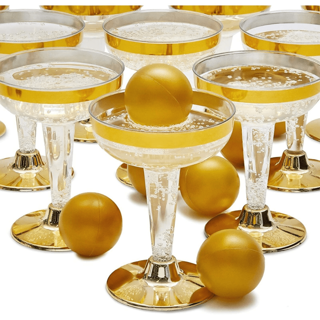 4oz Clear Gold Rim & Bottom Plastic Champagne Cocktail
