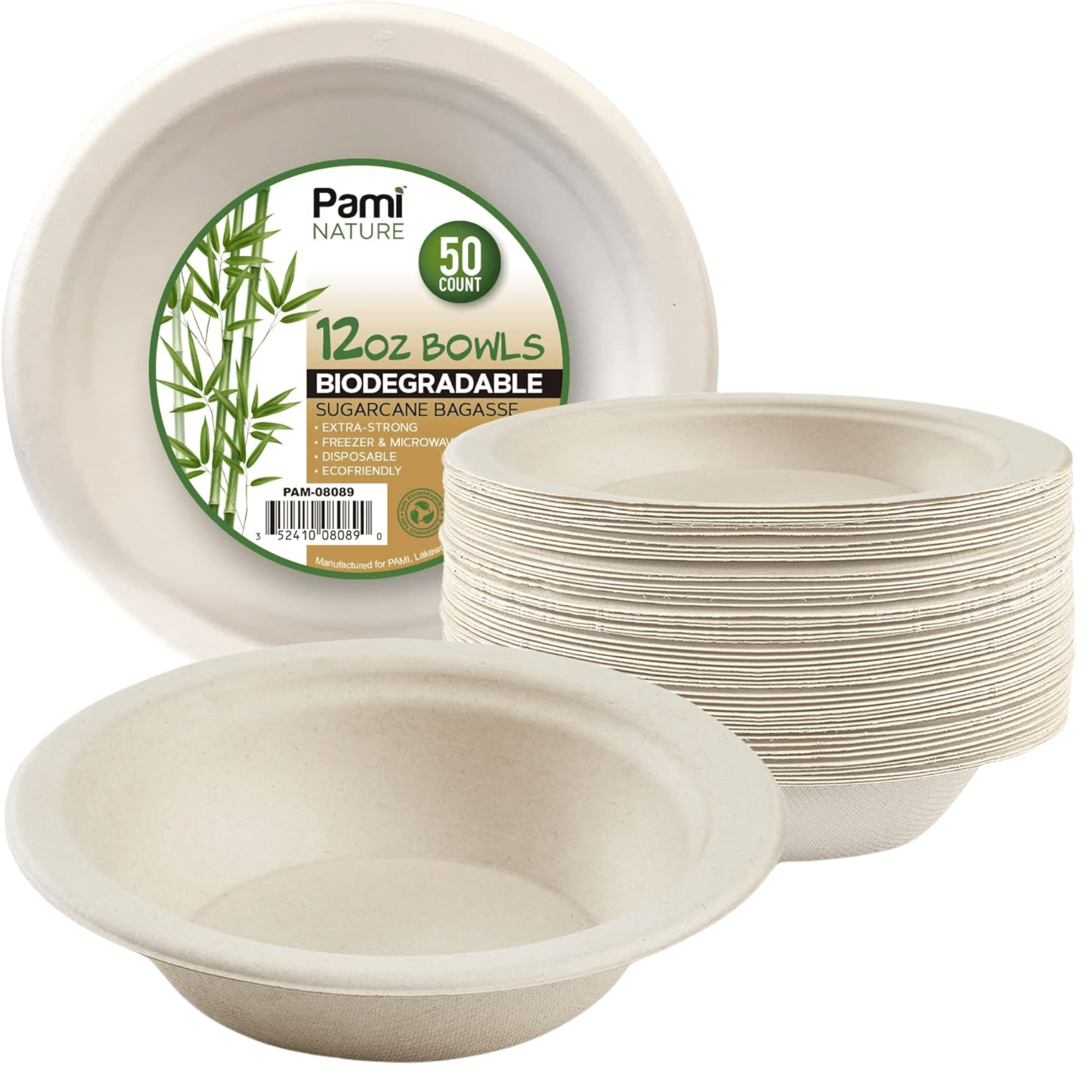 Eco 16oz Biodegradable Compostable Soup Bowls: 50 Pack