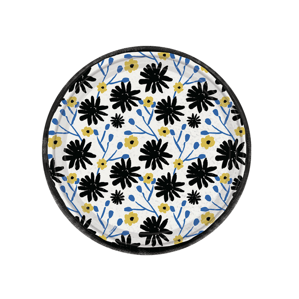 8.5" Floral Indigo Salad Paper Plates