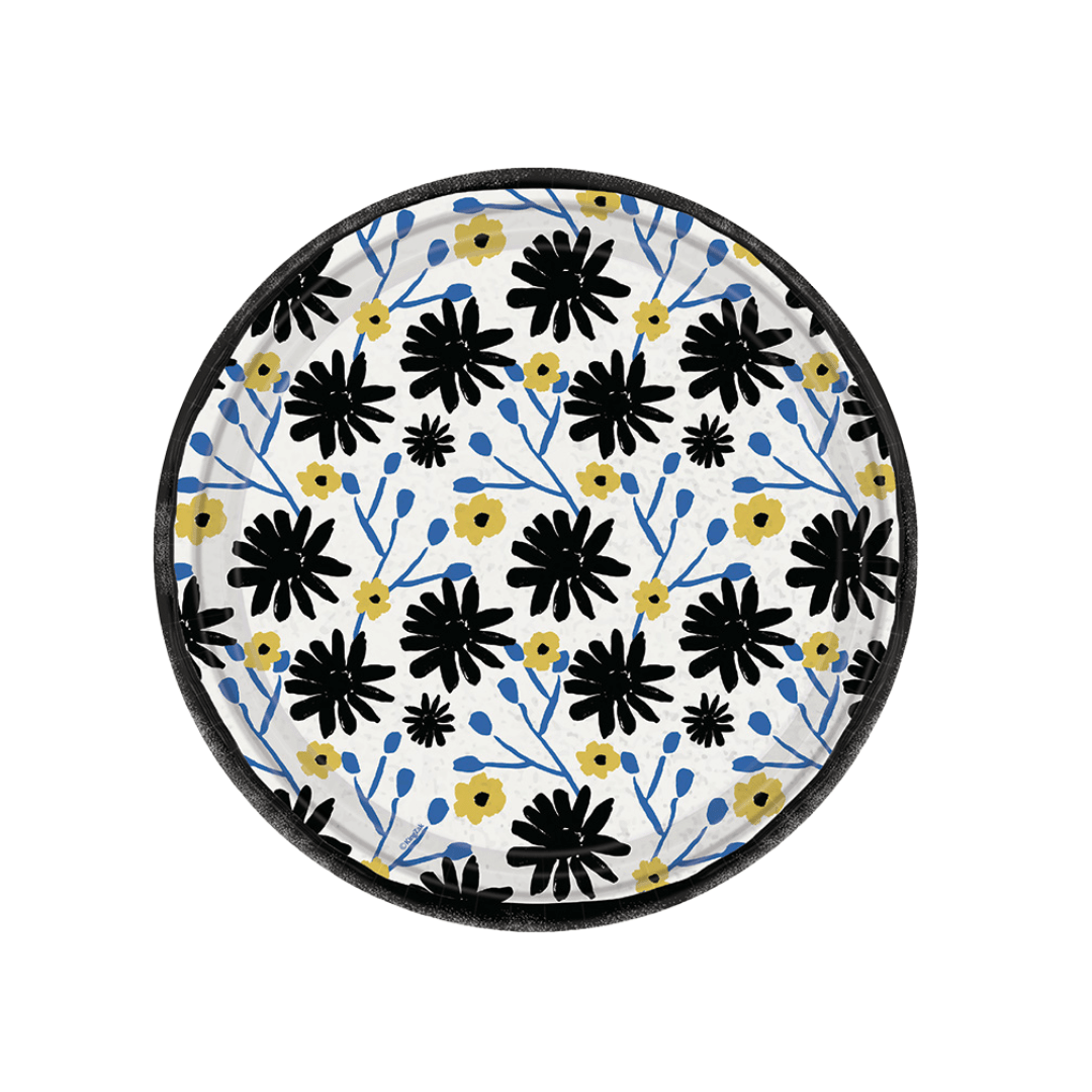 8.5" Floral Indigo Salad Paper Plates